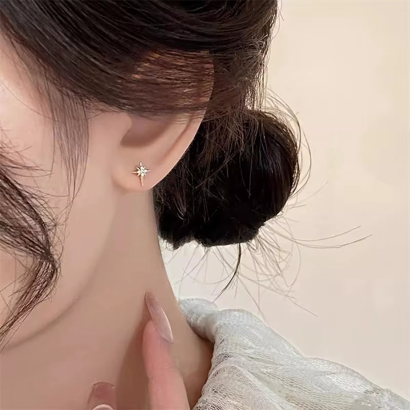 Starlight Spark Zircon Studs – Effortless Shine in Every Direction