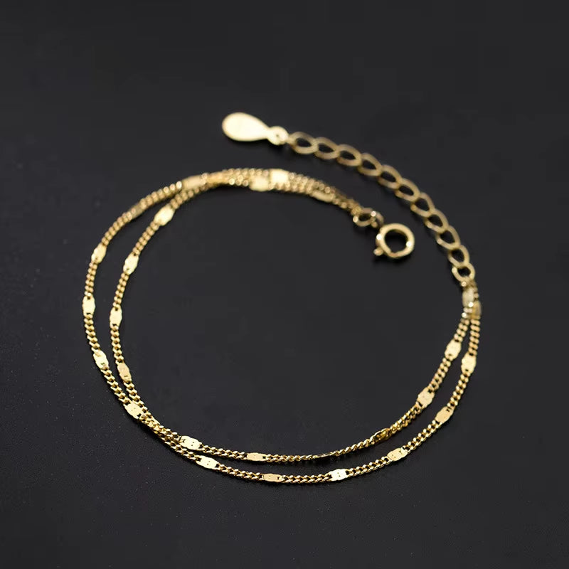 Stainless Steel Double-Layer Chain Bracelet for Women Simply Shiny Bracelet Korea Student Hand Accessories