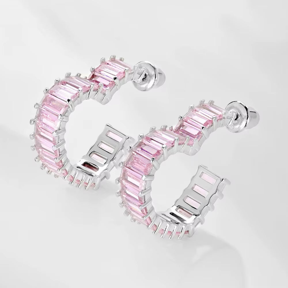 SapphireSoul™ Emerald-Cut Heart Earrings – Love That Sparkles in Every Shade