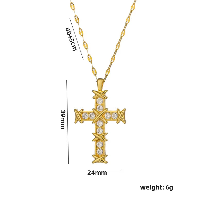 Vintage Cross Zircon Necklace – Faith Meets Timeless Elegance